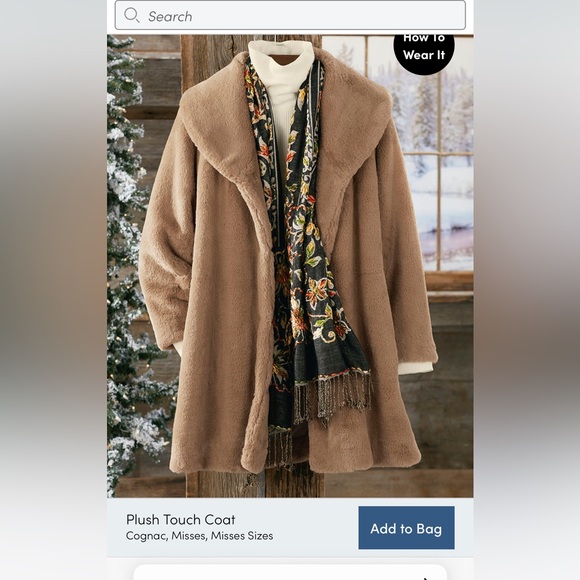Plush Coat from Coldwater Creek. Sz medium, worn twice. Too big. wear sz 8/10 - Picture 1 of 4